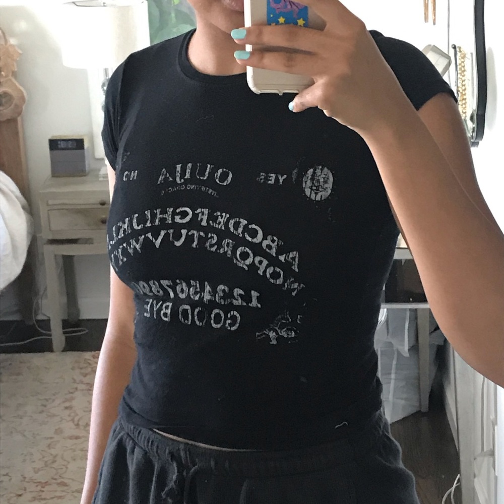 Black Ouija Board Cropped Tee